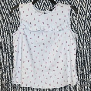 F&F Floral Ruffle Blouse - White with Red Flowers